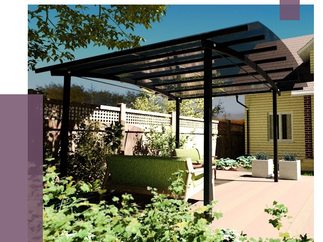 Навесы для террасы в Азове от 13093 руб. под ключ | ПРОЛЁТ-Азв