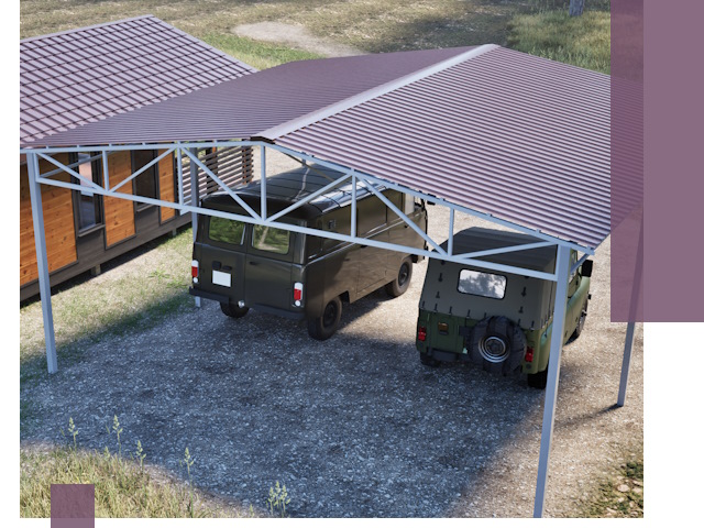 Двускатные навесы под ключ в Азове — изготовление и монтаж